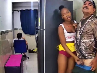 Grandpa fuck slutty ebony teen and cum on her friends face l