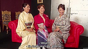 Reiko Kobayakawa and Akari Asagiri plus friend kimono sex party