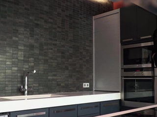 Small tit brunette gives blowjob to a big cock