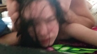 Stepfather fucked stepdaughter while she was talking with mother on the phone