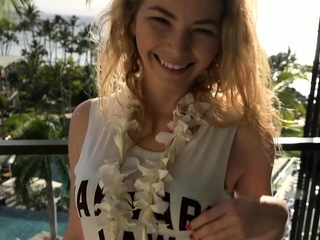 Amateur blonde Kaira in mini skirt masturbation scene